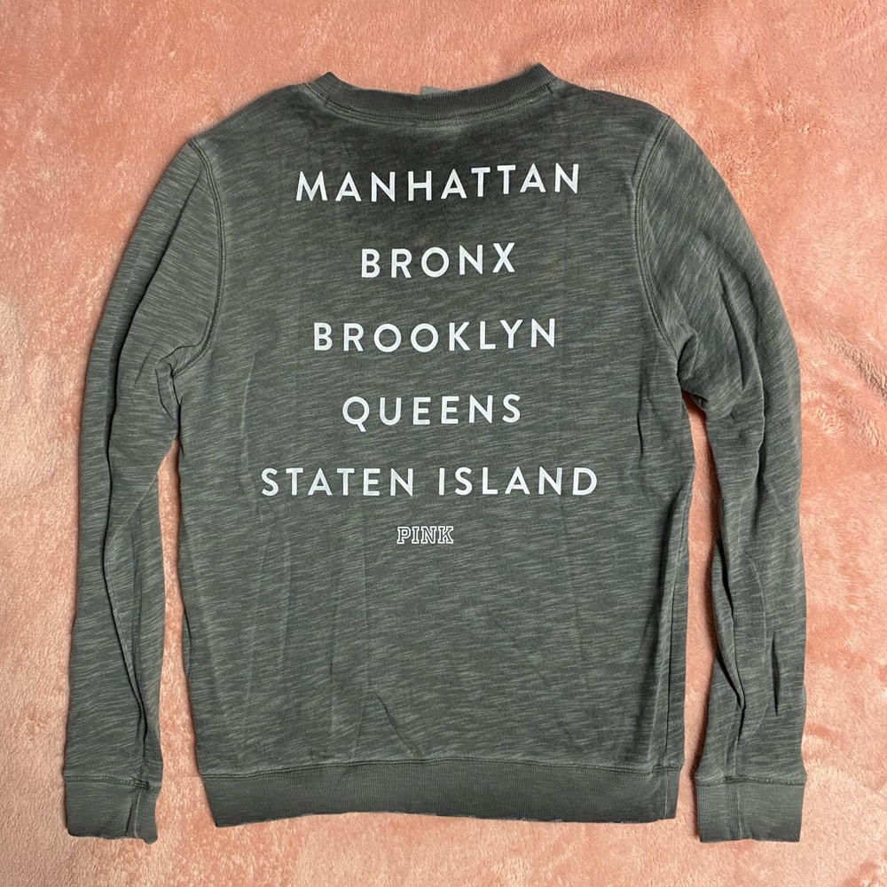 PINK Brand Distressed NYC crewneck! XS!